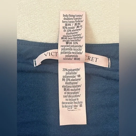 Victoria’s Secret Modal Lace Trim Sweetheart Blue Shibori Heart Slip Dress XXL - Picture 12 of 16